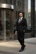 "Claude" Black 2-Button Notch Wool Tuxedo (2-Piece Set)