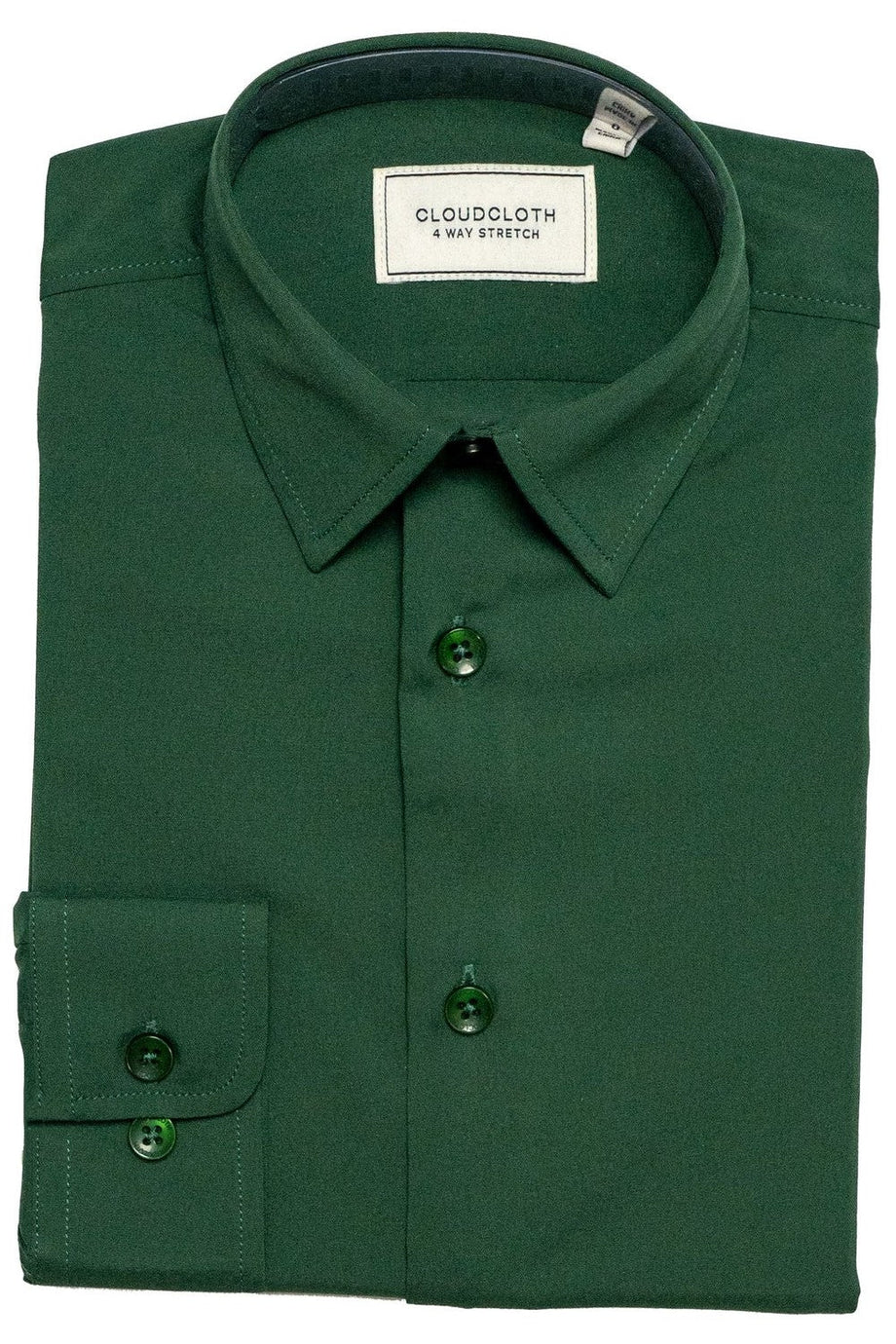 "Cloud Cloth" Hunter Green Laydown Dress Shirt