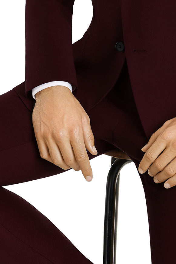 "Monte" Burgundy Plain Front Pants