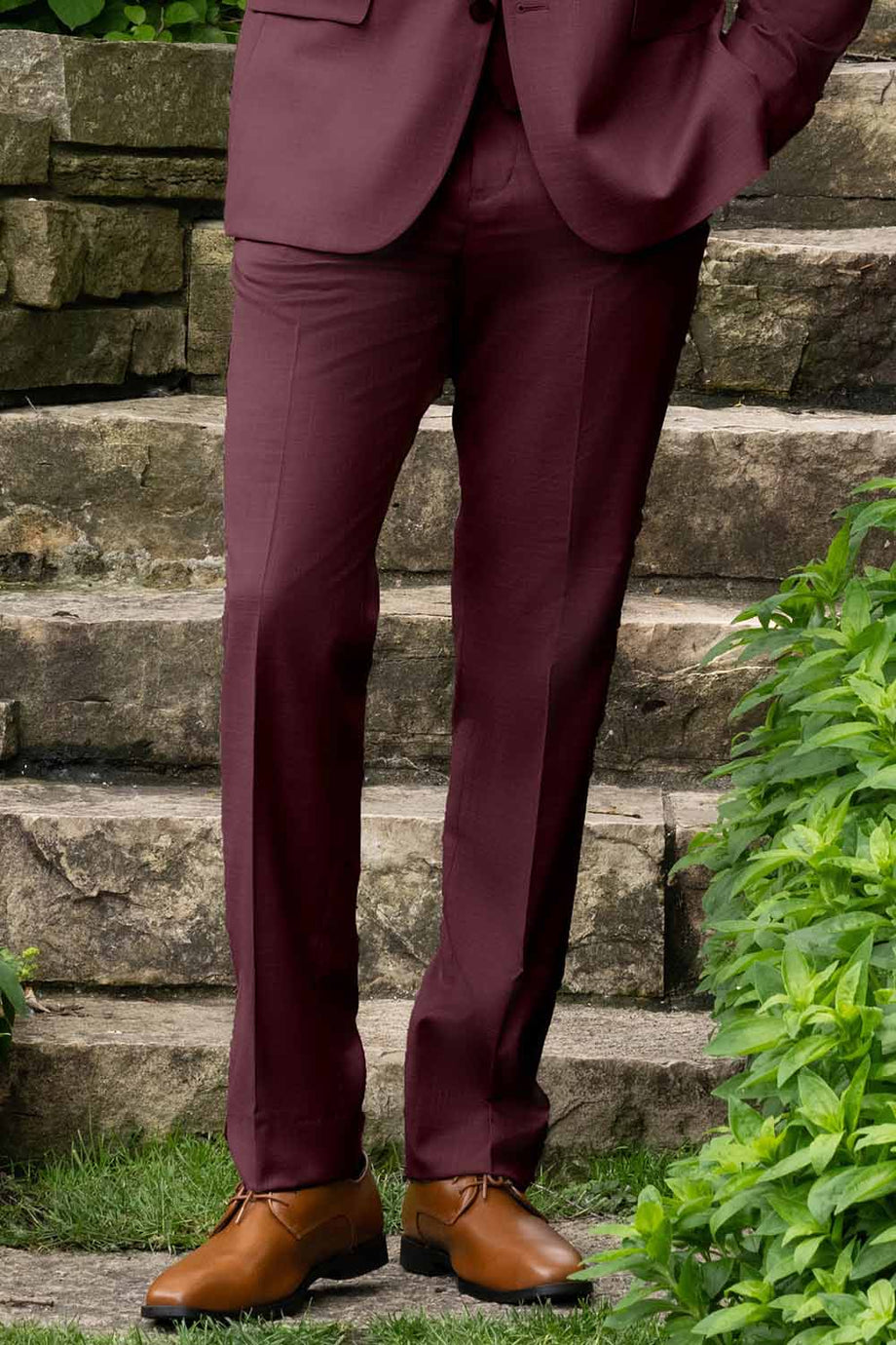"Sharkskin" Brick Plain Front Pants