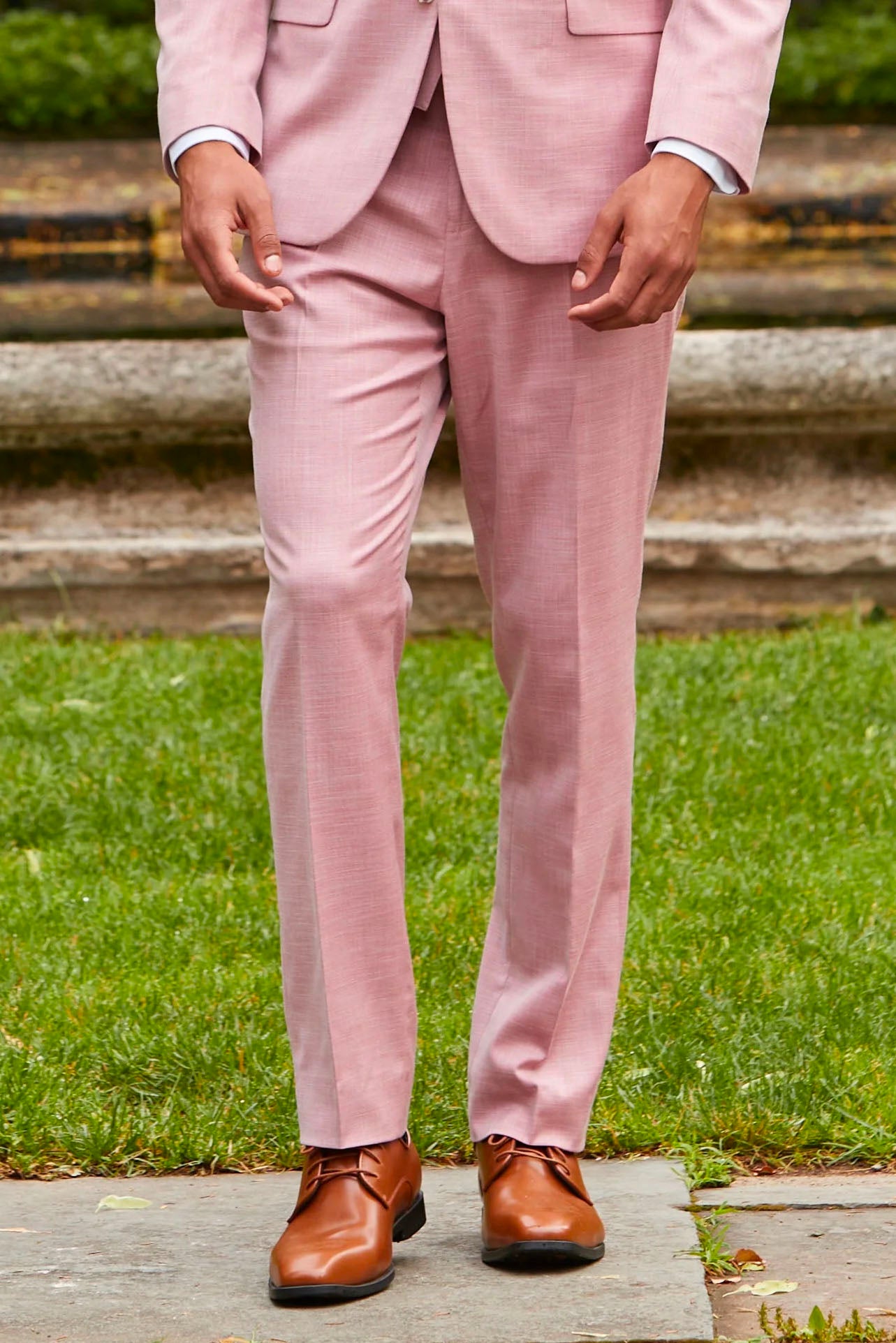 Sharkskin Rose Plain Front Pants –