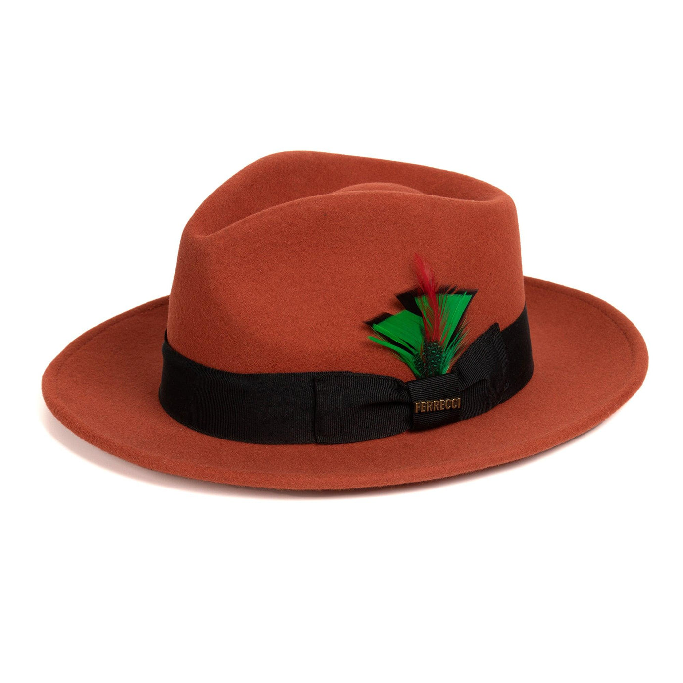 Crushable 100% Australian Wool Rust Fedora Hat - Ferrecci USA 