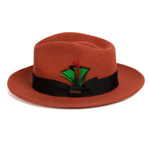 Crushable 100% Australian Wool Rust Fedora Hat - Ferrecci USA 