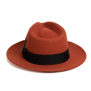 Crushable 100% Australian Wool Rust Fedora Hat - Ferrecci USA 