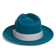 Crushable Acid Blue 100% Australian Wool Fedora Hat - Ferrecci USA 
