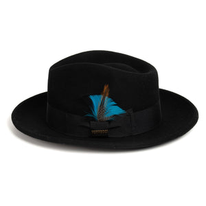 Crushable Black 100% Australian Wool Fedora Hat - Ferrecci USA 