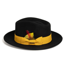 Crushable Black/Gold 100% Australian Wool Fedora Hat - Ferrecci USA 