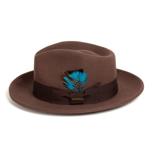 Crushable Brown 100% Australian Wool Fedora Hat - Ferrecci USA 