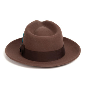Crushable Brown 100% Australian Wool Fedora Hat - Ferrecci USA 