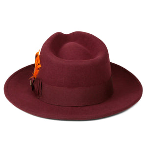 Crushable Burgundy 100% Australian Wool Fedora Hat - Ferrecci USA 