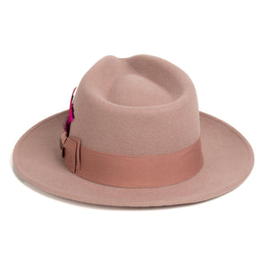 Crushable Dusty Pink 100% Australian Wool Fedora Hat - Ferrecci USA 
