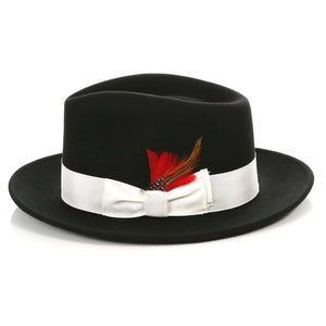 Crushable Fedora Hat in Black With White Band - Ferrecci USA 