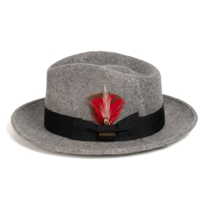 Crushable Grey Melange 100% Australian Wool Fedora Hat - Ferrecci USA 