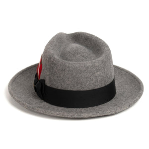 Crushable Grey Melange 100% Australian Wool Fedora Hat - Ferrecci USA 