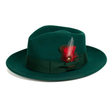 Crushable Hunter Green 100% Australian Wool Fedora Hat - Ferrecci USA 