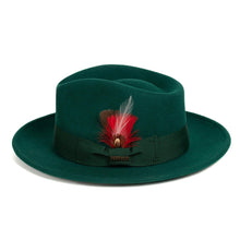 Crushable Hunter Green 100% Australian Wool Fedora Hat - Ferrecci USA 