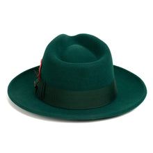 Crushable Hunter Green 100% Australian Wool Fedora Hat - Ferrecci USA 