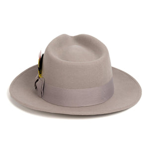 Crushable Light Grey 100% Australian Wool Fedora Hat - Ferrecci USA 