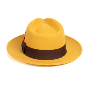 Crushable Mustard 100% Australian Wool Fedora Hat - Ferrecci USA 