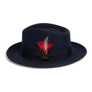 Crushable Navy 100% Australian Wool Fedora Hat - Ferrecci USA 