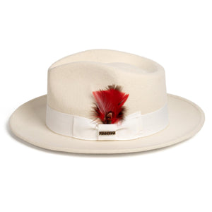 Crushable Off-White 100% Australian Wool Fedora Hat - Ferrecci USA 