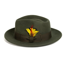 Crushable Olive Green 100% Australian Wool Fedora Hat - Ferrecci USA 