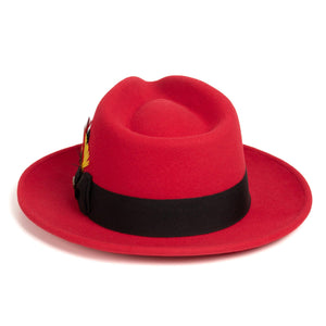 Crushable Red/Black 100% Australian Wool Fedora Hat - Ferrecci USA 