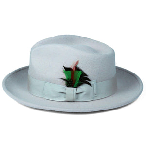 Crushable Sky Blue 100% Australian Wool Fedora Hat - Ferrecci USA 