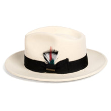 Crushable White/Black 100% Australian Wool Fedora Hat - Ferrecci USA 