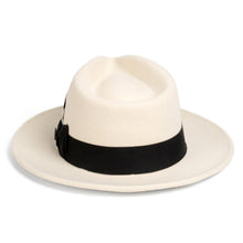 Crushable White/Black 100% Australian Wool Fedora Hat - Ferrecci USA 
