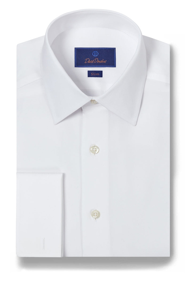 David Donahue Broadcloth French Cuff White Dress Shirt
