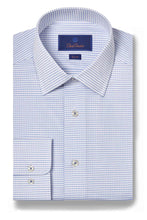 David Donahue Horizontal Dobby Blue & White Dress Shirt