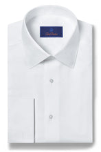 David Donahue Horizontal Rib French Cuff White Tuxedo Shirt