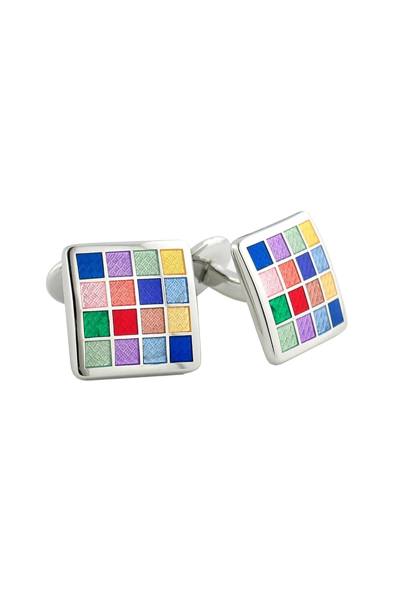 David Donahue Multi Color Checkerboard Cufflinks