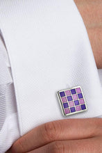 David Donahue Sterling Checkerboard Violet & Light Purple Cufflinks