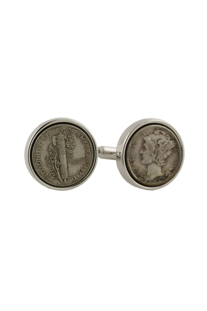 David Donahue Sterling Silver Dime Cufflinks