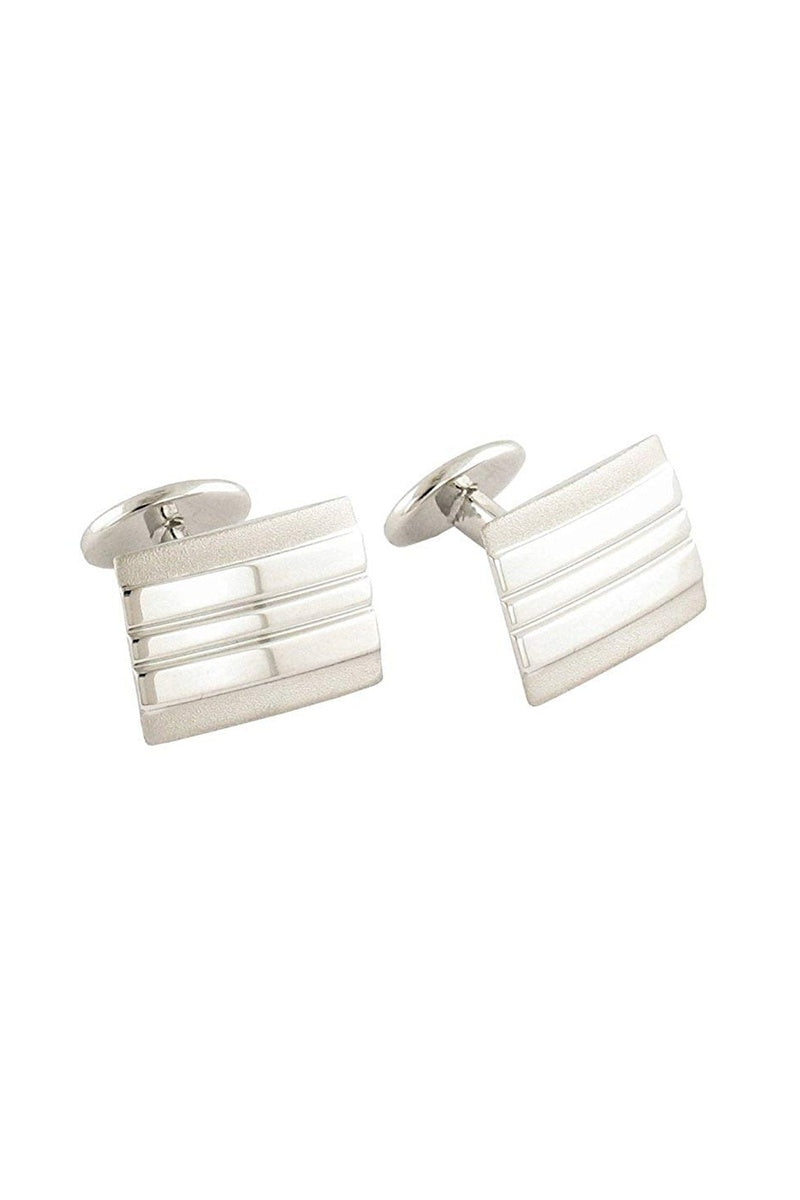 David Donahue Sterling Silver Lined RectangleCufflinks