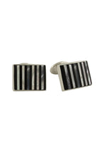 David Donahue Sterling Silver Onyx & Mother of Pearl Cufflinks