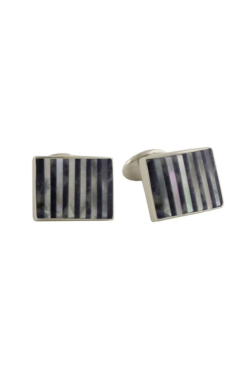 David Donahue Sterling Silver Sodalite & Mother of Pearl Cufflinks