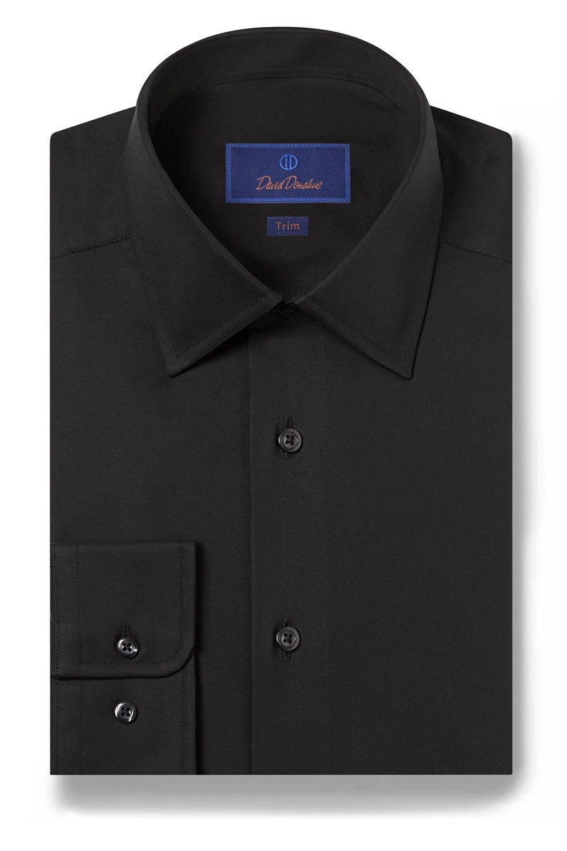David Donahue Superfine Twill Black Dress Shirt 17 32-33 Trim David Donahue Superfine Twill Black Dress Shirt 17 32-33 Trim