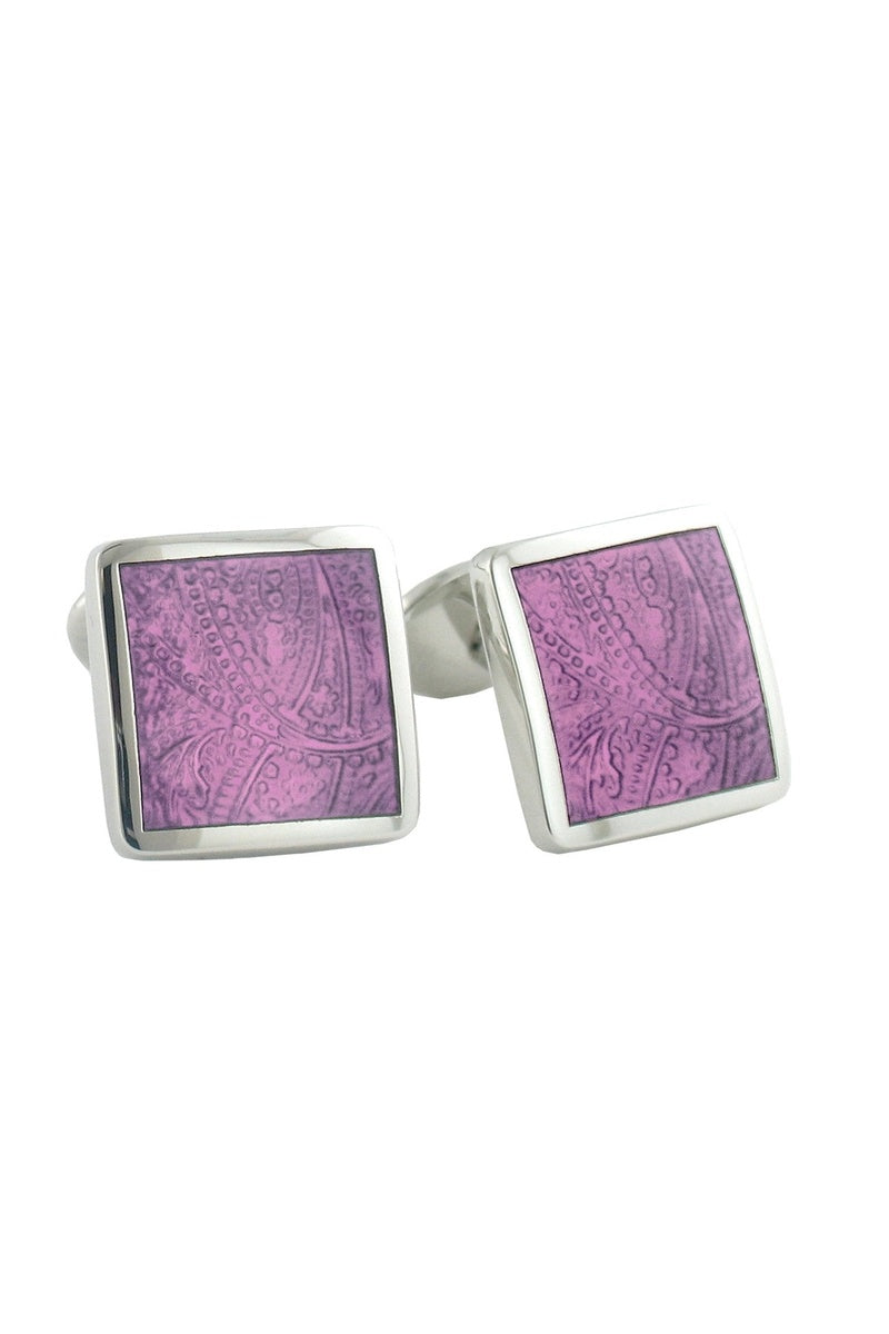 Sterling Silver Paisley Purple Cufflinks