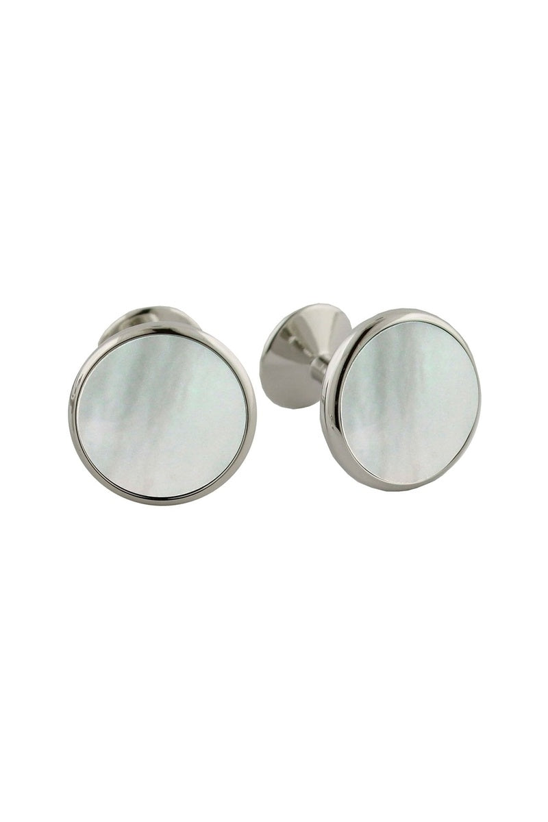 Mother of Pearl Brass Silver Cufflinks