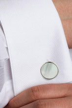 Mother of Pearl Brass Silver Cufflinks