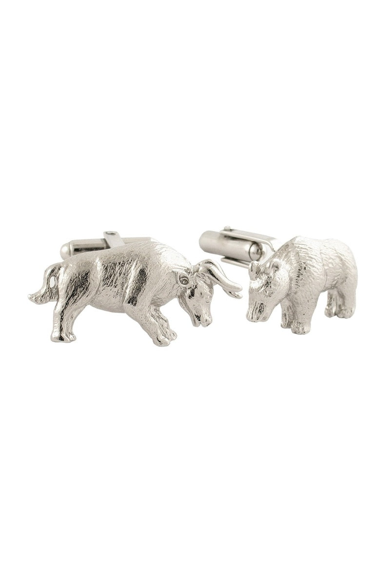 Sterling Silver Bull & Bear Cufflinks