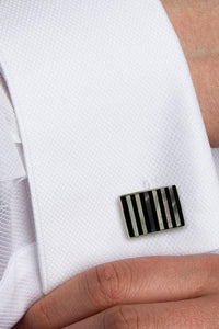 Sterling Silver Onyx & Mother of Pearl Cufflinks
