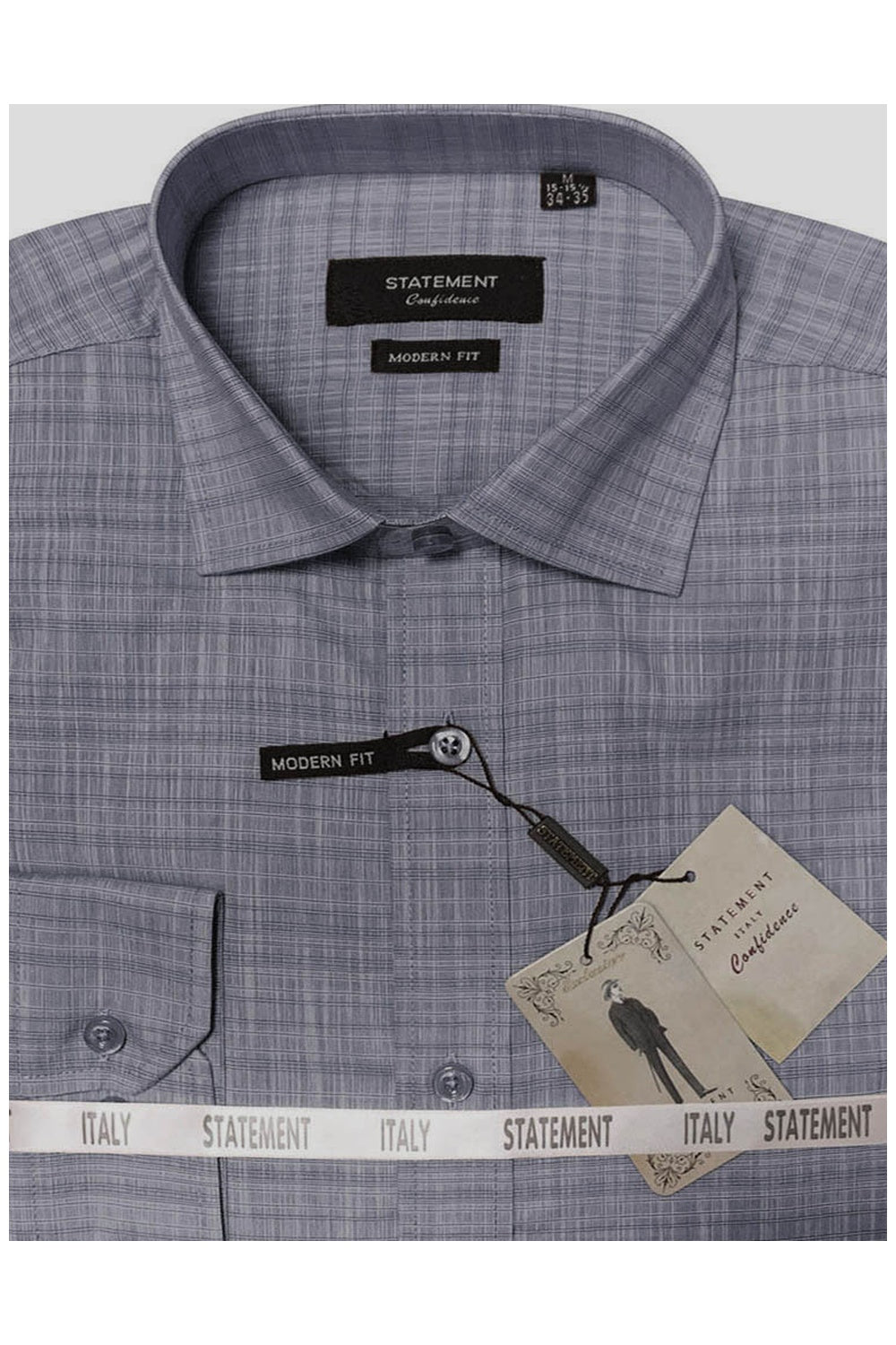 "Canyon" Charcoal Textured Laydown Collar Dress Shirt