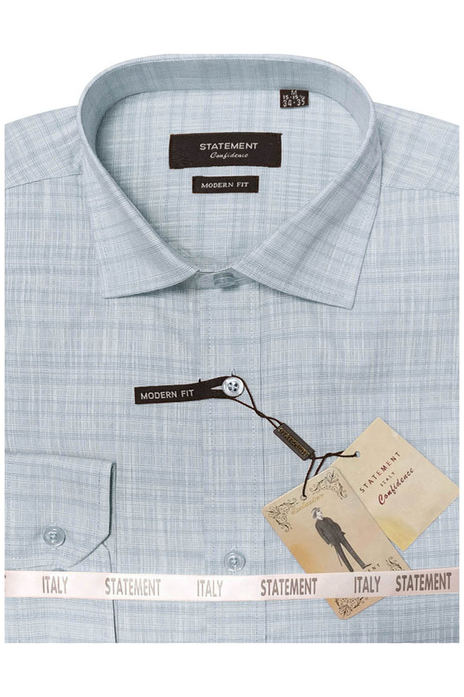 "Canyon" Turquoise Textured Laydown Collar Dress Shirt