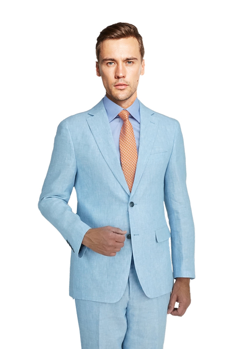 Enzo Baby Blue Linen Suit (2-Piece Set)