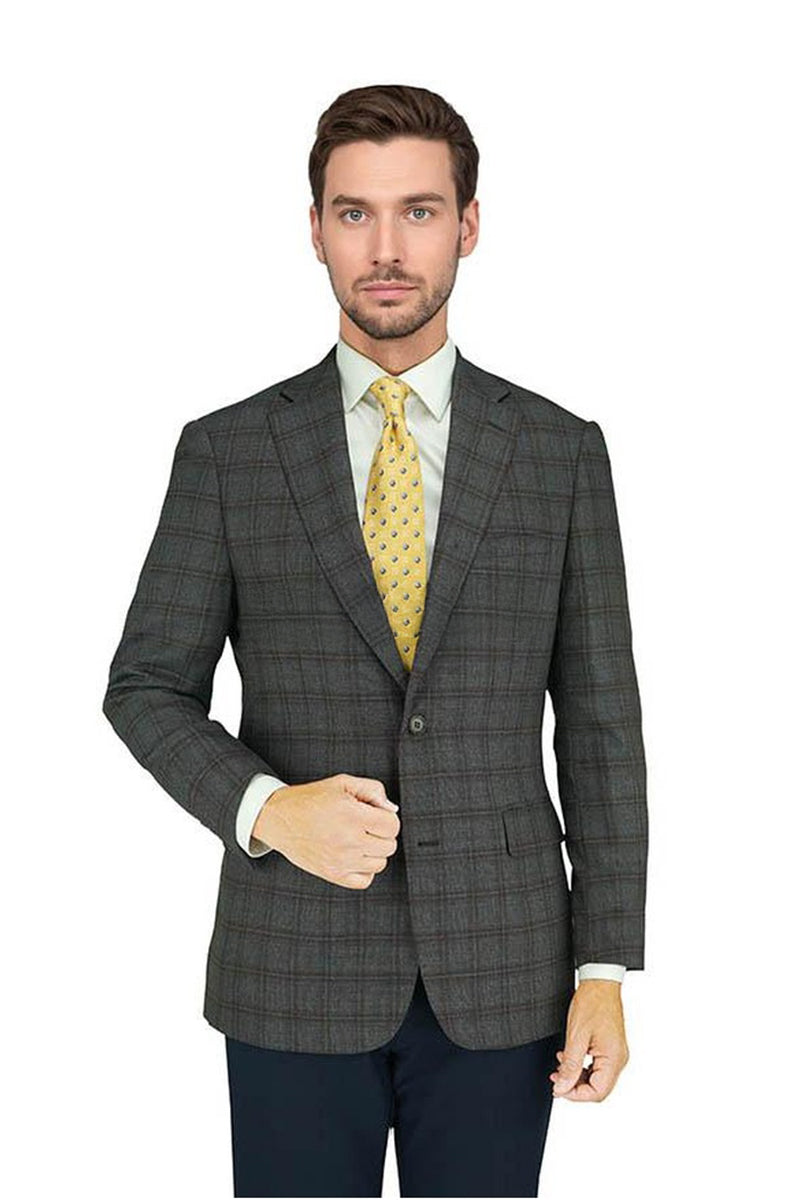 Enzo Enzo Tovare Brown & Rust Windowpane Sports Jacket