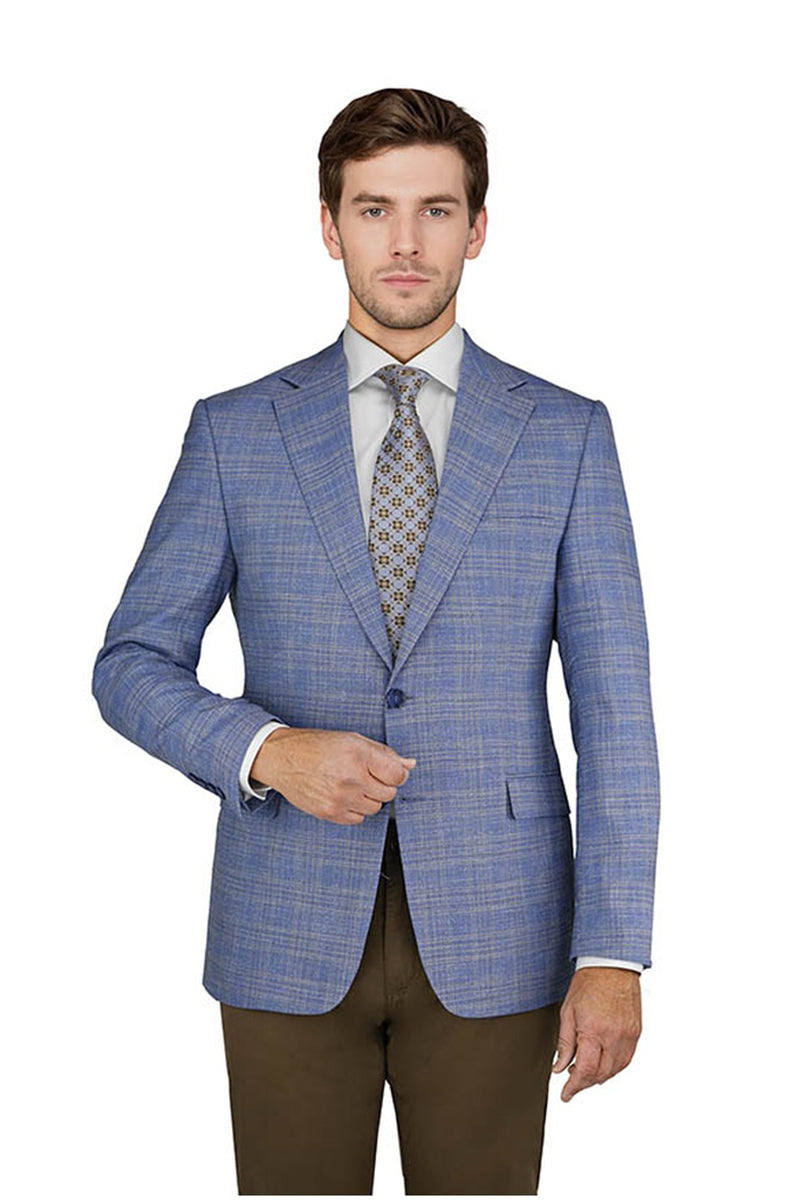 Enzo Enzo Tovare Light Blue & Salmon Plaid Sports Jacket